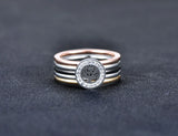 Colorful CZ Crystal Life Tree Rings Titanium Steel Wedding Engagement