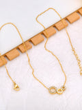 Crystal Circle Choker Necklace 18K PVD Plated Chain Stainless Steel Pendant