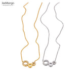 Crystal Circle Choker Necklace 18K PVD Plated Chain Stainless Steel Pendant