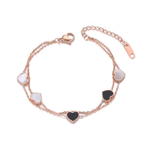 Double Layers Heart Charm Bracelet Bangle Bohemia Chain Link JB19072