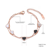 Double Layers Heart Charm Bracelet Bangle Bohemia Chain Link JB19072