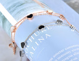 Double Layers Heart Charm Bracelet Bangle Bohemia Chain Link JB19072