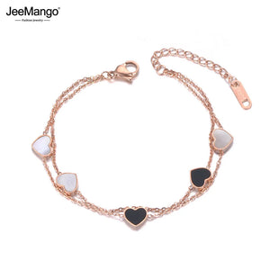 Double Layers Heart Charm Bracelet Bangle Bohemia Chain Link JB19072