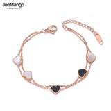 Double Layers Heart Charm Bracelet Bangle Bohemia Chain Link JB19072