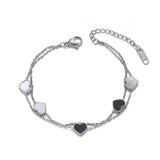 Double Layers Heart Charm Bracelet Bangle Bohemia Chain Link JB19072