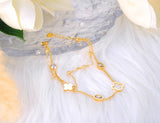 Stainless Steel Flower Choker Necklace & Charm Bracelet Set