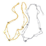 Stainless Steel Flower Choker Necklace & Charm Bracelet Set