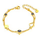 Stainless Steel Flower Choker Necklace & Charm Bracelet Set