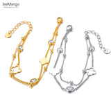 Stainless Steel Flower Choker Necklace & Charm Bracelet Set