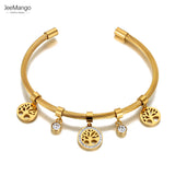 CZ Crystal Tree Charm Bangles Bracelets For Women Girls