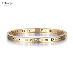 Roman Numerals Women's Stainless Steel Zirconia Bangle JB17050