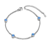 Vintage Stainless Steel Chain Link Bracelet with Eyes Charm