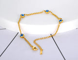 Vintage Stainless Steel Chain Link Bracelet with Eyes Charm