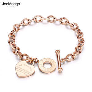 Titanium Steel Chain Female Bracelet Love Bible Proverbs 4:23 JB19053