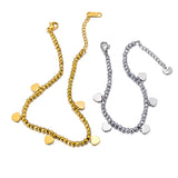 Golden Hematite Stone Beads Chain Bracelet Heart Flower Charm JB23113