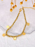 Golden Hematite Stone Beads Chain Bracelet Heart Flower Charm JB23113