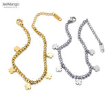 Golden Hematite Stone Beads Chain Bracelet Heart Flower Charm JB23113