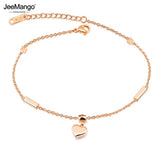 Heart Cube Charm Anklets Women Rose Plated Stainless Steel Foot Bracelet