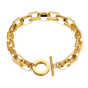 Hiphop/Rock Titanium Stainless Steel Big Thick Charm Bracelet Punk Chain Link