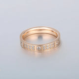 Titanium Steel Rhinestone Party Ring CZ Crystal Rose Wedding Rings