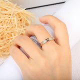 Titanium Steel Rhinestone Party Ring CZ Crystal Rose Wedding Rings