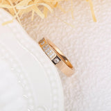 Titanium Steel Rhinestone Party Ring CZ Crystal Rose Wedding Rings