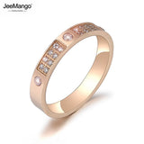 Titanium Steel Rhinestone Party Ring CZ Crystal Rose Wedding Rings