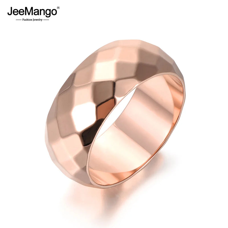Stainless Steel 8mm Cut Face Wide Ring Wedding Engagement Ring