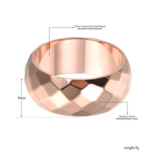 Stainless Steel 8mm Cut Face Wide Ring Wedding Engagement Ring