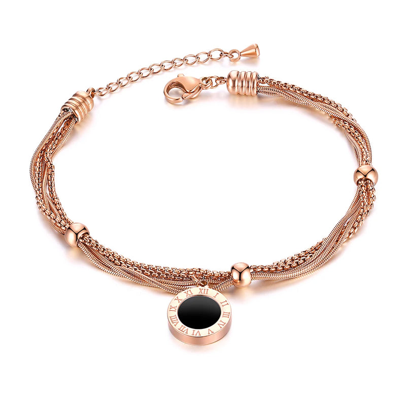 Roman Numerals Titanium Steel Wedding Bracelet JB18089