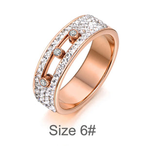 Rose 4 Row Crystal CZ Rings For Women Wedding Stainless Steel