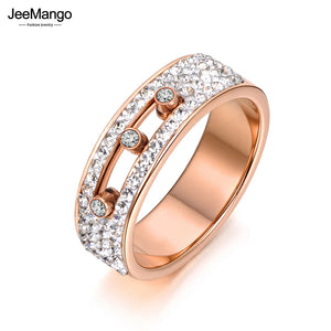 Rose 4 Row Crystal CZ Rings For Women Wedding Stainless Steel