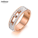 Rose 4 Row Crystal CZ Rings For Women Wedding Stainless Steel