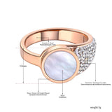 Rose Stainless Steel Shell Rings CZ Rhinestone Love Wedding Ring