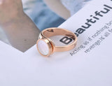Rose Stainless Steel Shell Rings CZ Rhinestone Love Wedding Ring