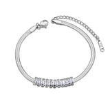 Snake Chain Bracelet Women 18K Plated CZ Crystal Stainless Steel Charm JB23126