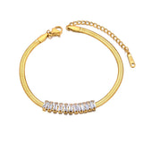 Snake Chain Bracelet Women 18K Plated CZ Crystal Stainless Steel Charm JB23126