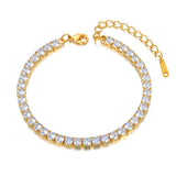 Sparkling CZ Crystal Charm Bracelet Stainless Steel Bohemia Beach Bangle