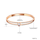 Rhinestone Bangles Bracelet Titanium Stainless Steel CZ Crystal Wedding Bangle