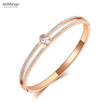 Rhinestone Bangles Bracelet Titanium Stainless Steel CZ Crystal Wedding Bangle