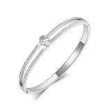 Rhinestone Bangles Bracelet Titanium Stainless Steel CZ Crystal Wedding Bangle