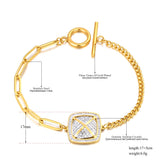 Rhinestone Square Charm Bracelet Stainless Steel Chain JB23031