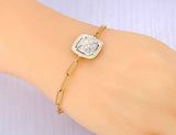 Rhinestone Square Charm Bracelet Stainless Steel Chain JB23031