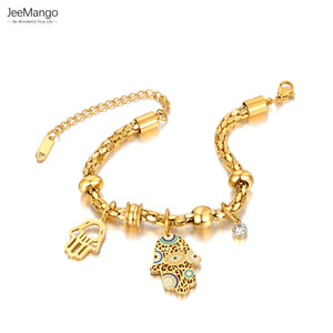 Stainless Steel Fatima Hand Bangle Bracelet Women Jewelry