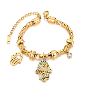 Stainless Steel Fatima Hand Bangle Bracelet Women Jewelry