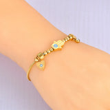Stainless Steel Fatima's Hand Eye Charm Bracelet Bangle