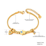 Stainless Steel Fatima's Hand Eye Charm Bracelet Bangle