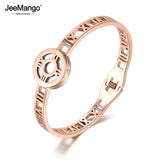 Stainless Steel Roman Numerals Shell Cuff Bangle JB18057