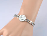Stainless Steel Roman Numerals Shell Cuff Bangle JB18057