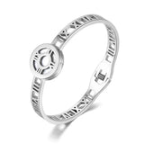 Stainless Steel Roman Numerals Shell Cuff Bangle JB18057